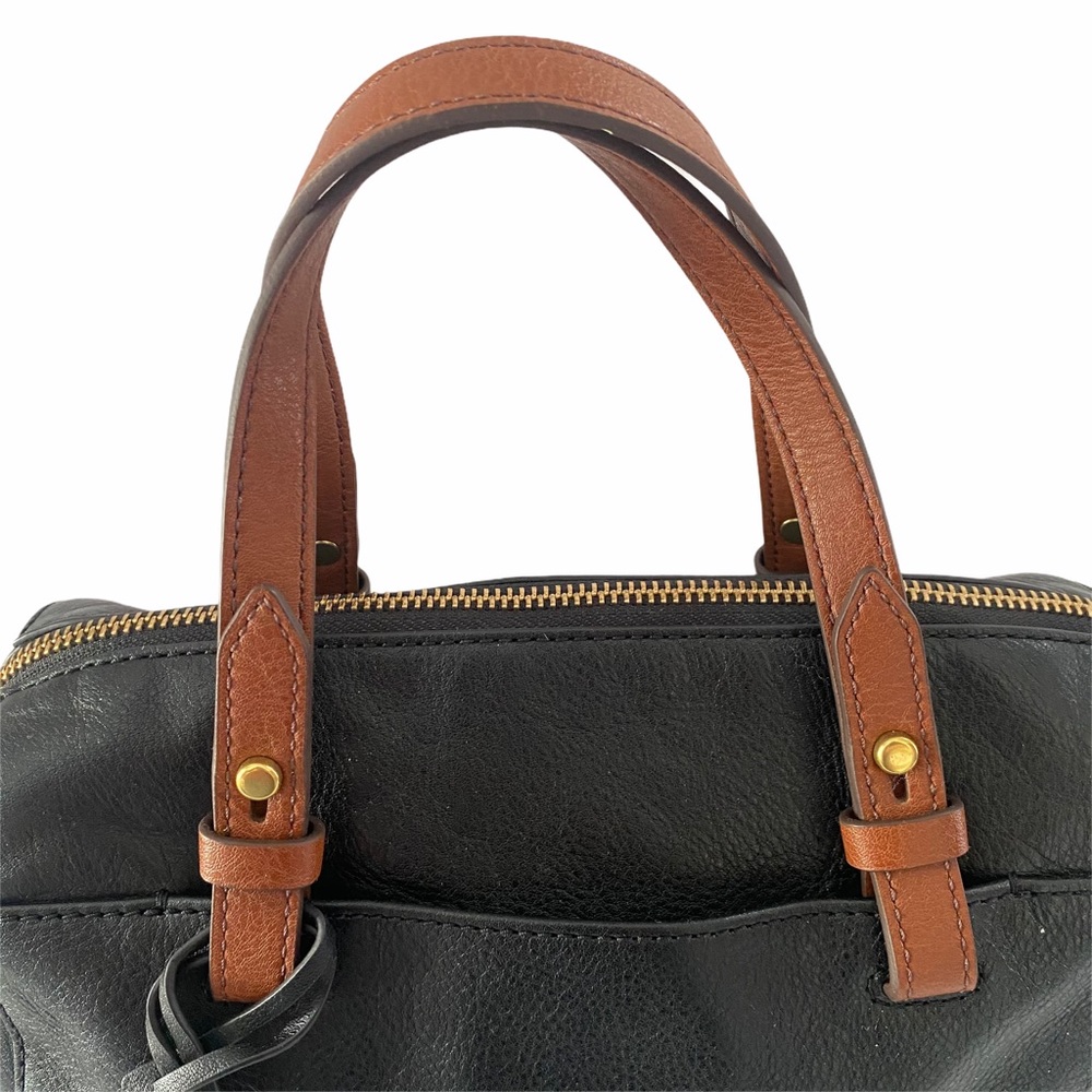 Fossil Black and Brown Leather Crossbody Satchel - Picture 4 of 15